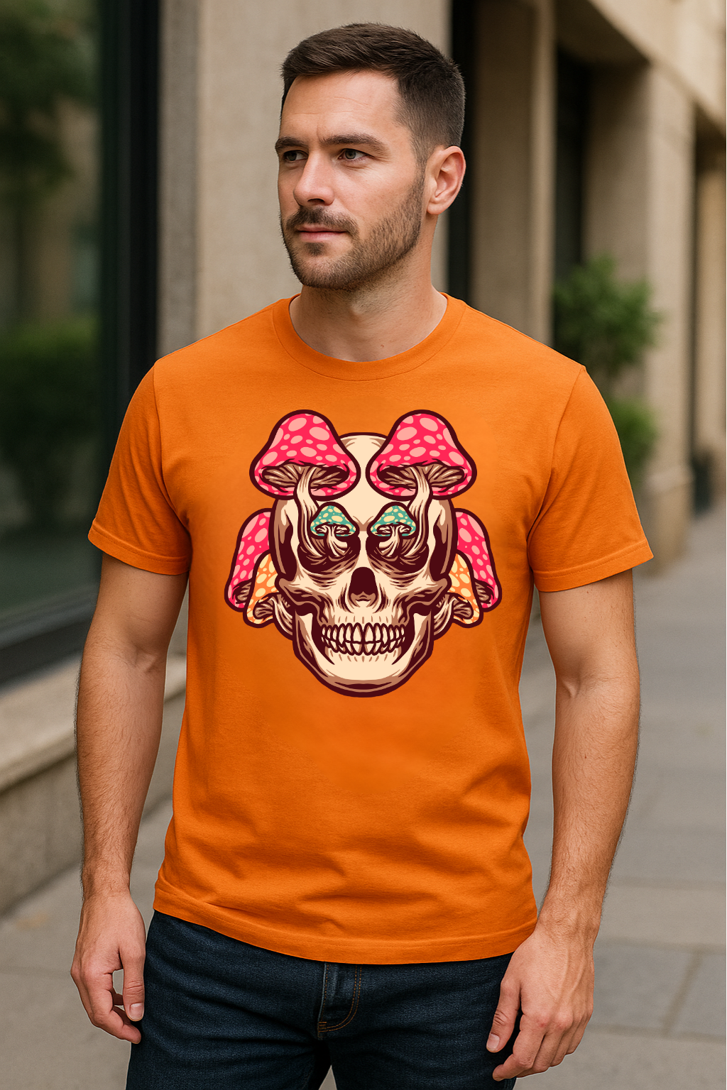 Men's Mushroom Skull Streetwear Classic Fit T-shirt