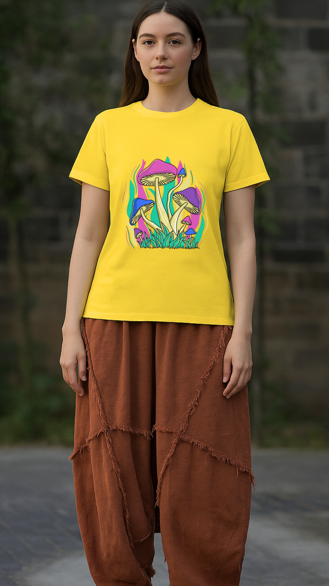 Women's Funky Mushroom Colony Acid & Punk Classic Fit T-shirt