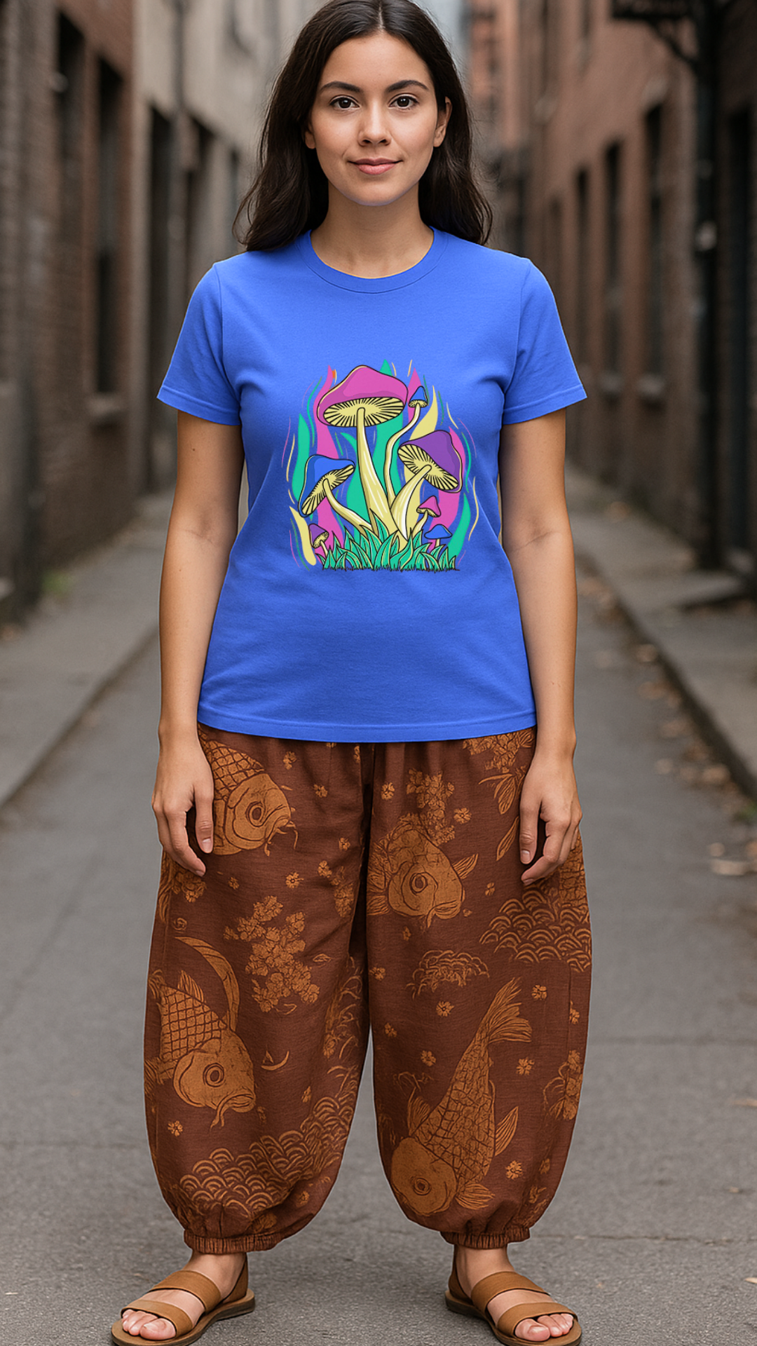 Women's Funky Mushroom Colony Acid & Punk Classic Fit T-shirt