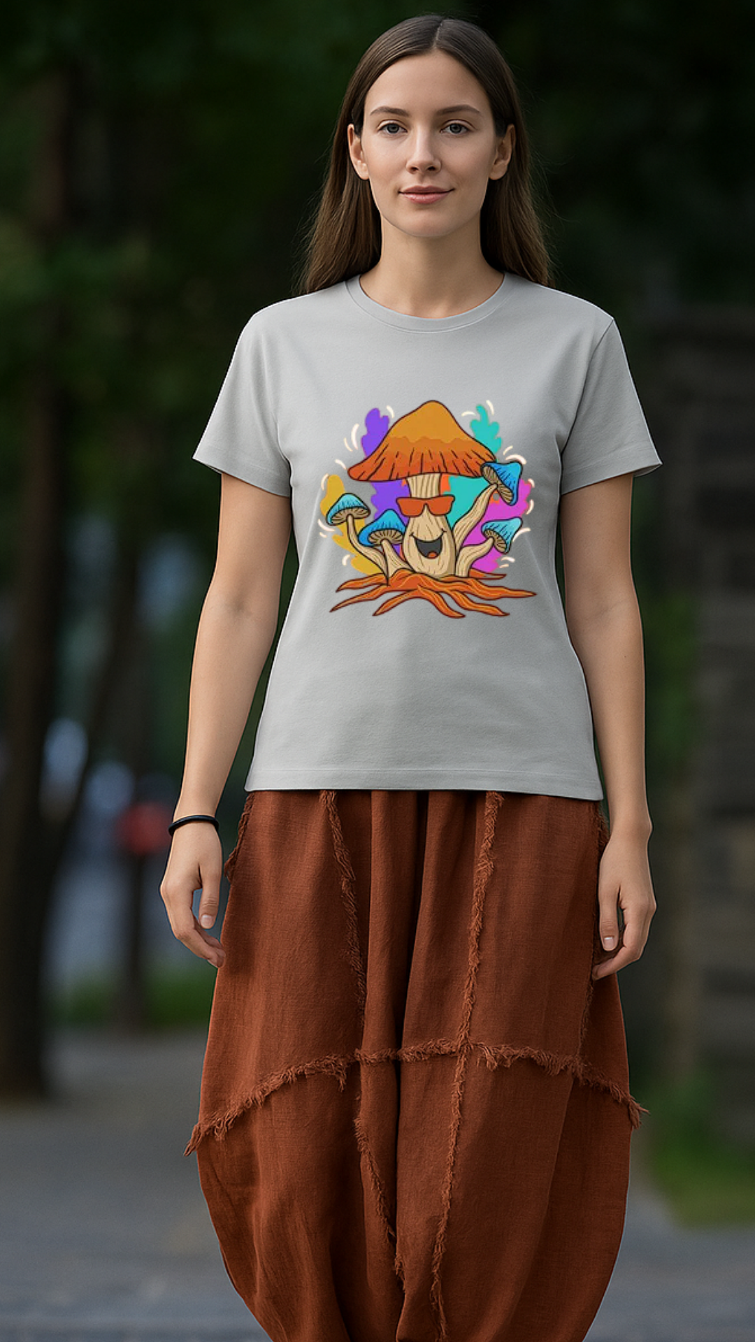 Women's Happy Mushroom Acid & Punk Classic Fit T-shirt