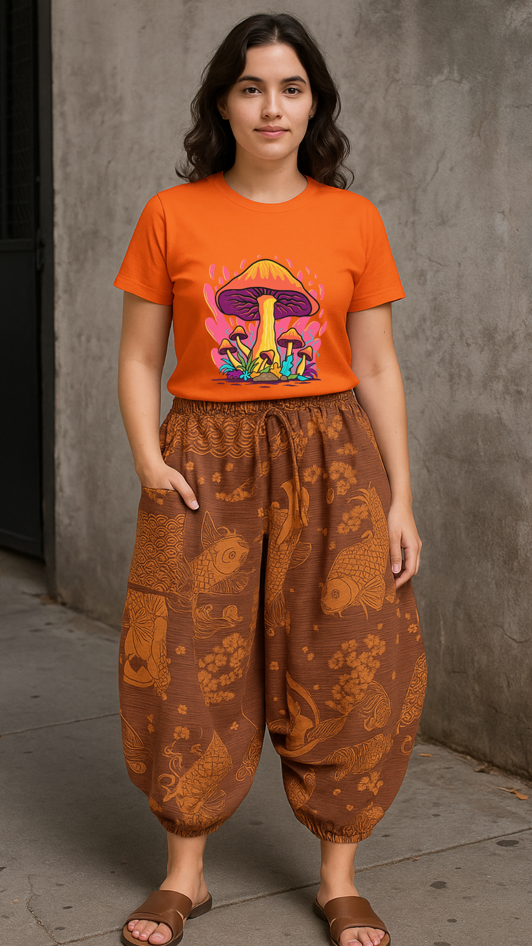 Women's Flaming Mushroom Mushroom Acid & Punk Classic Fit T-shirt
