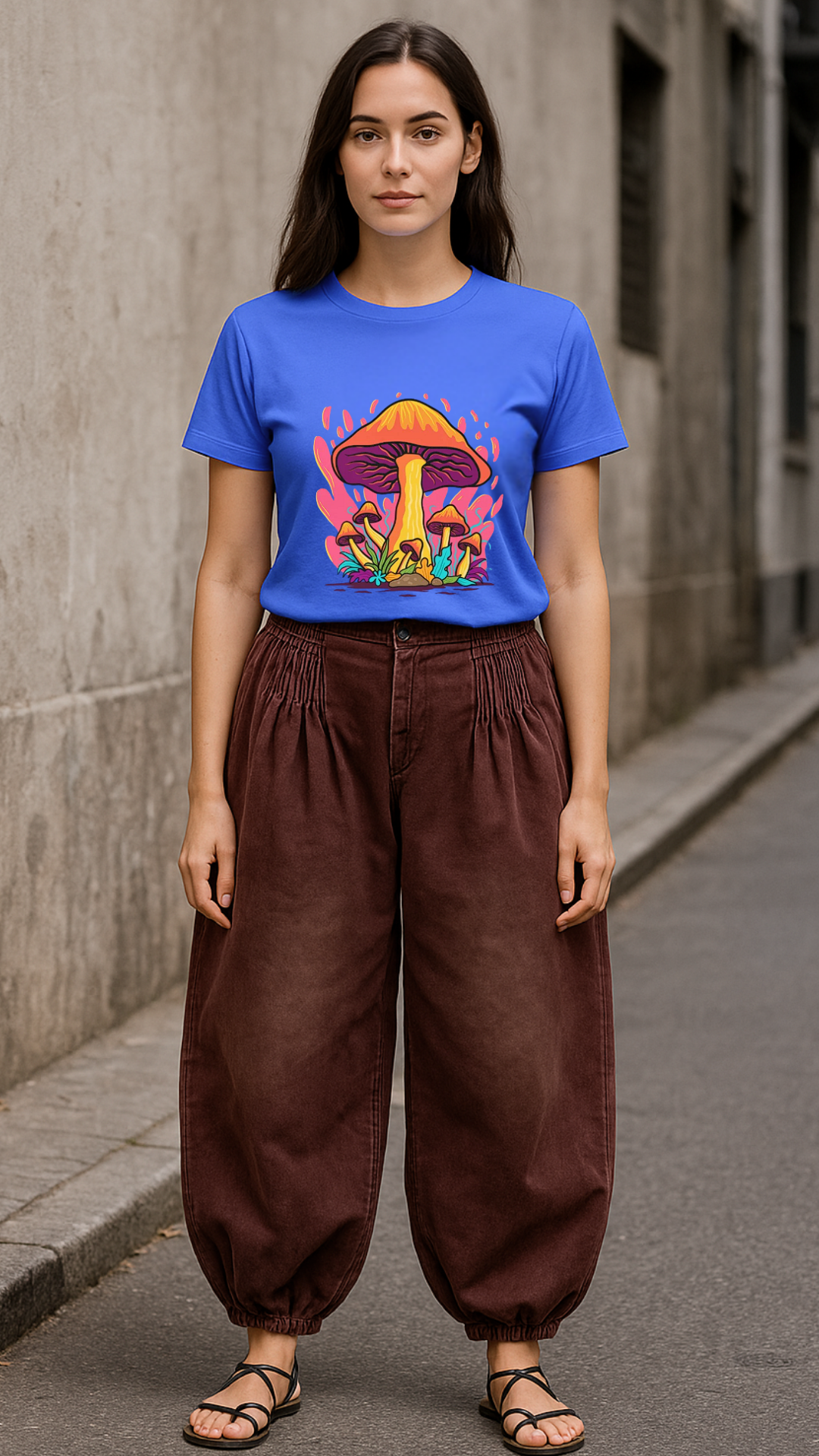 Women's Flaming Mushroom Mushroom Acid & Punk Classic Fit T-shirt