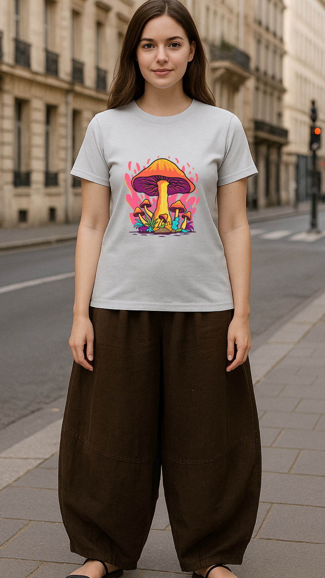 Women's Flaming Mushroom Mushroom Acid & Punk Classic Fit T-shirt