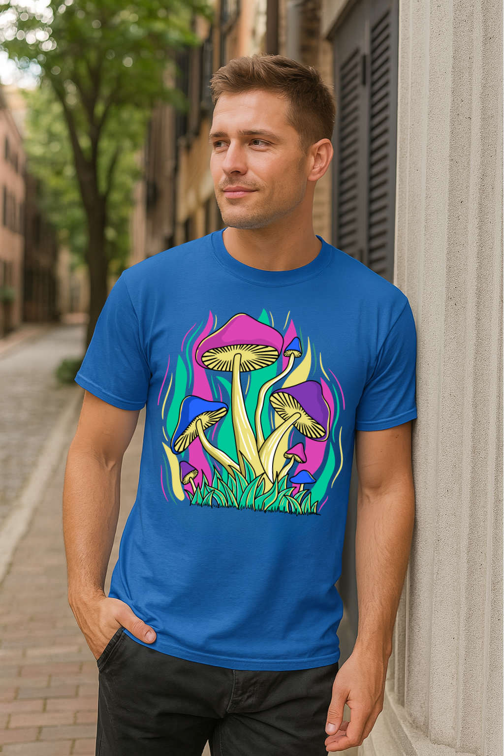 Men's Funky Mushroom Streetwear Classic Fit T-shirt