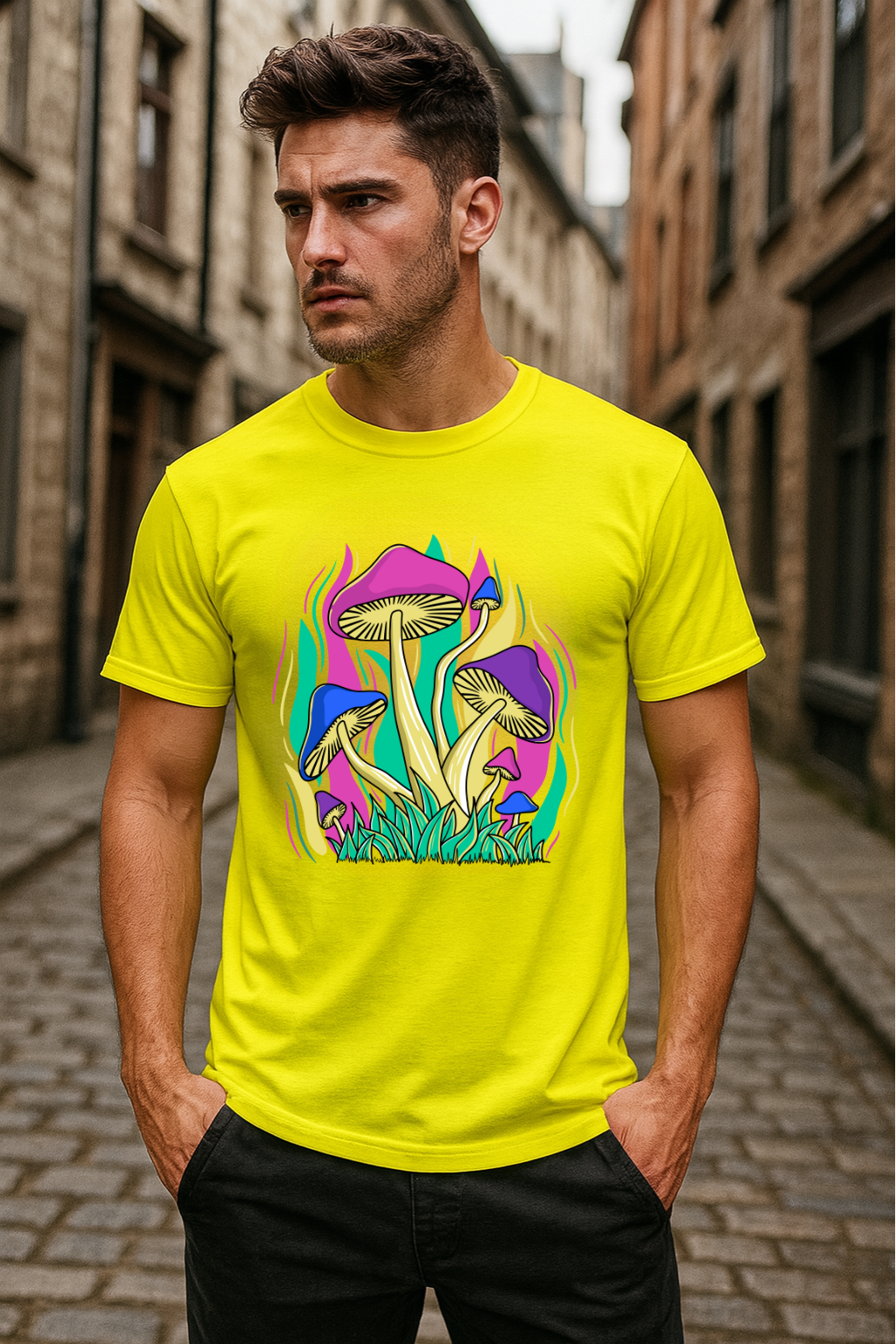 Men's Funky Mushroom Streetwear Classic Fit T-shirt