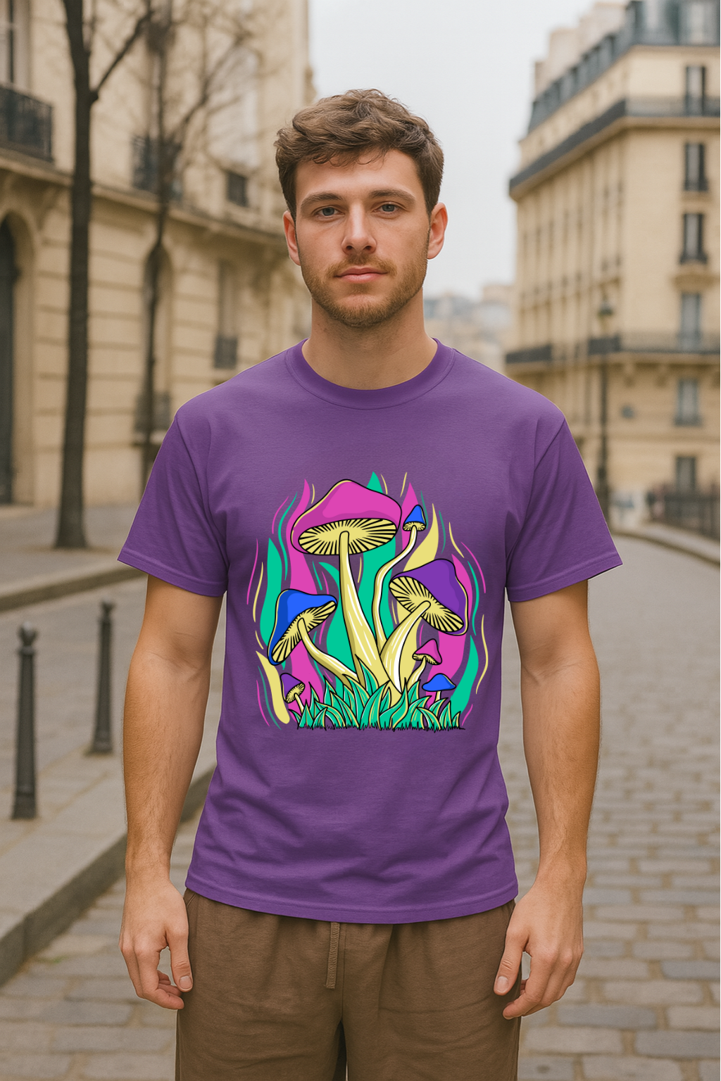 Men's Funky Mushroom Streetwear Classic Fit T-shirt