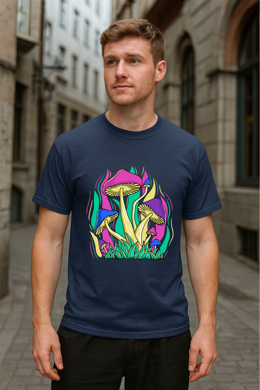 Men's Funky Mushroom Streetwear Classic Fit T-shirt