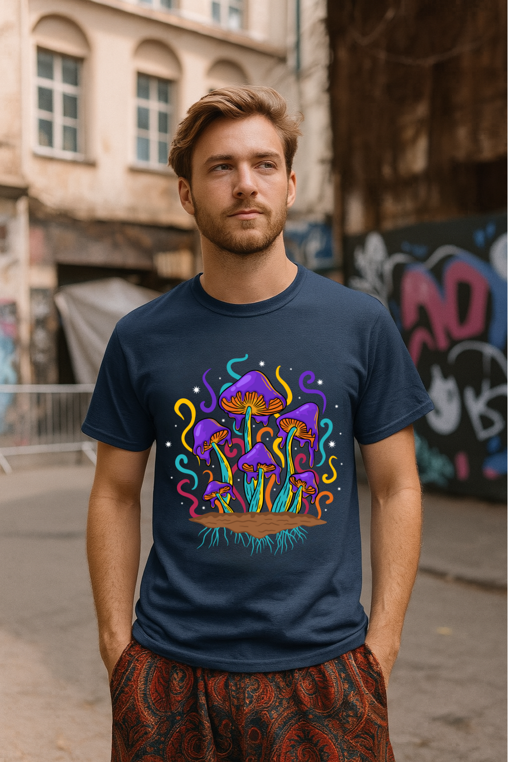 Men's Mushroom Biome Streetwear Classic Fit T-shirt