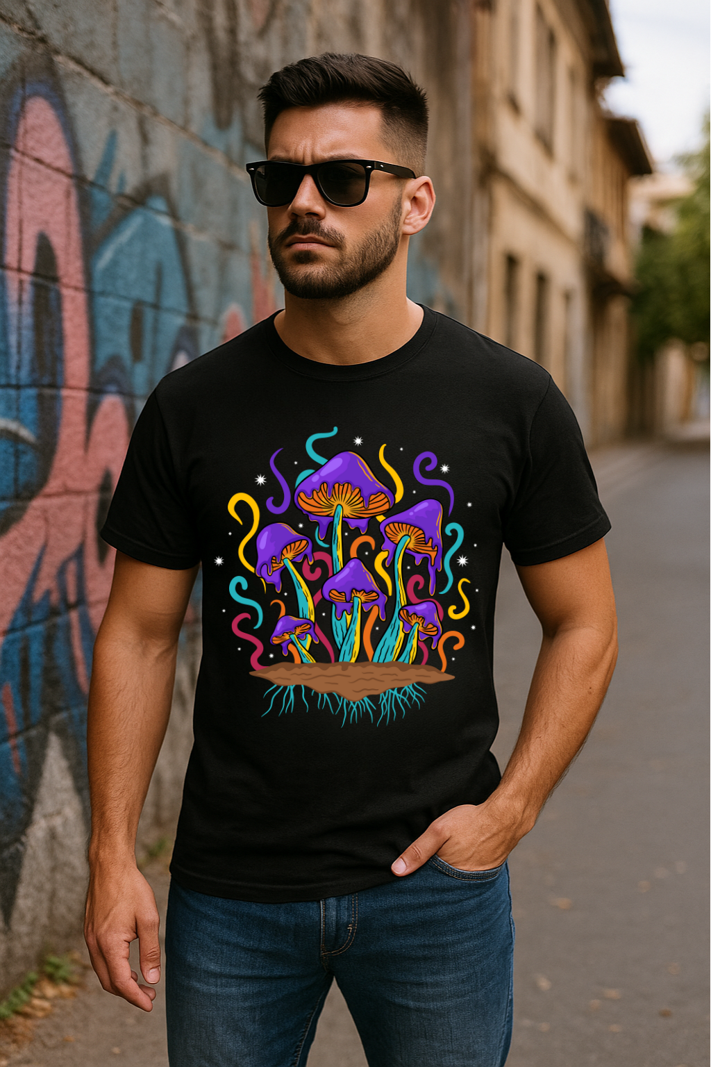 Men's Mushroom Biome Streetwear Classic Fit T-shirt