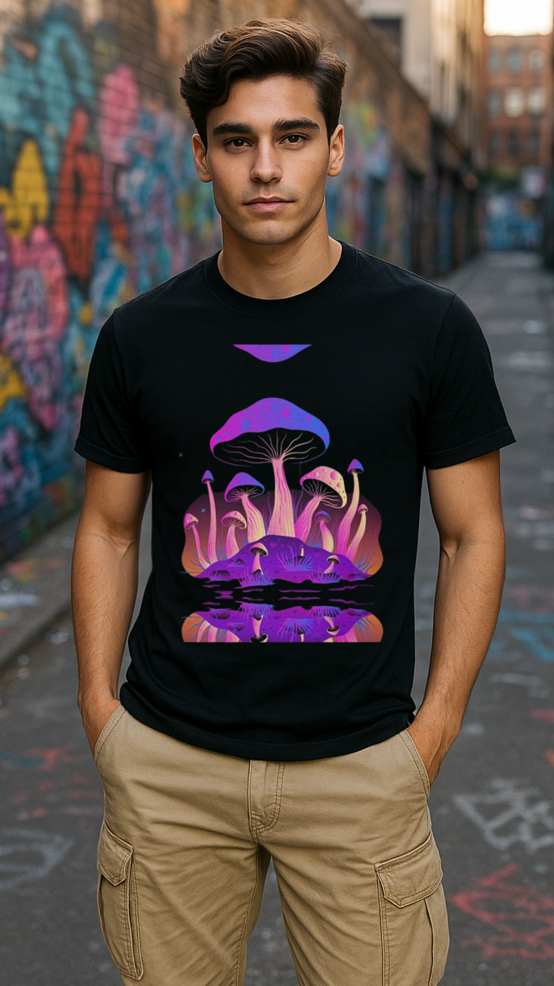 Men's Mushroom Space Streetwear Classic Fit T-shirt