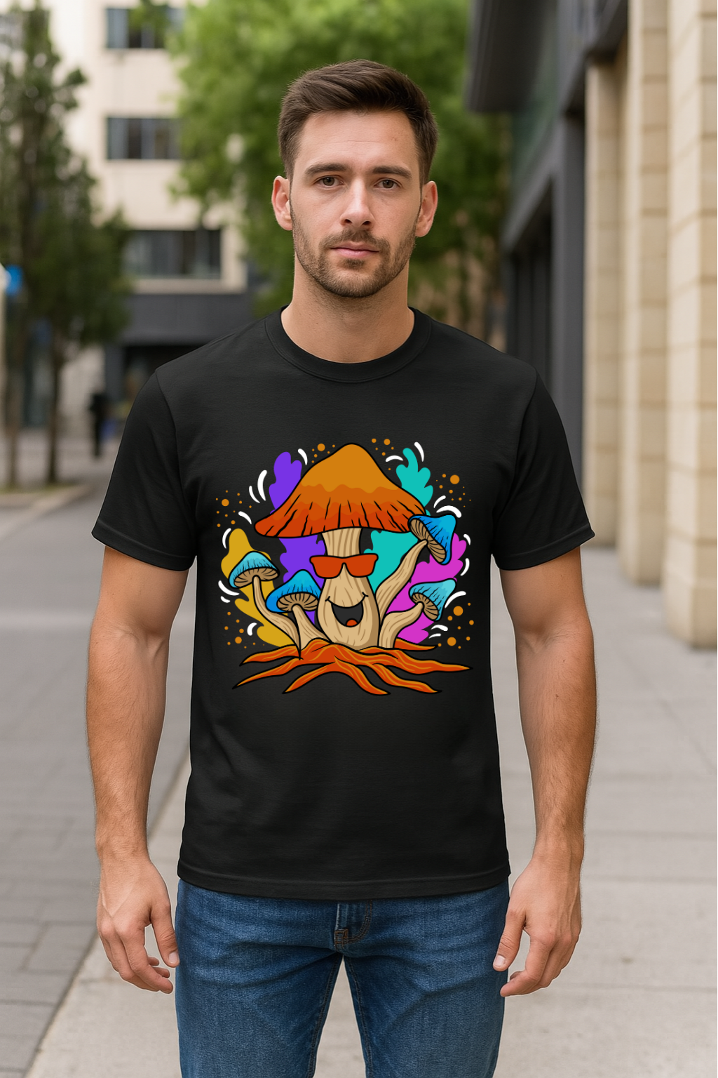 Men's Happy Mushroom Streetwear Classic Fit T-shirt