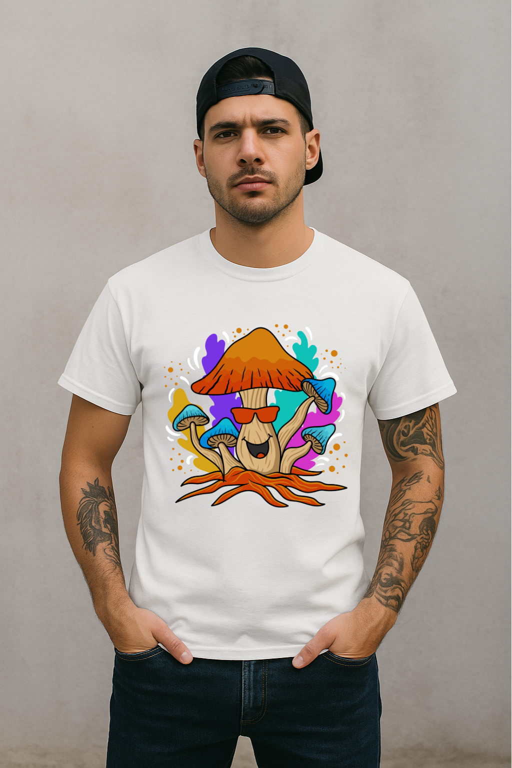 Men's Happy Mushroom Streetwear Classic Fit T-shirt
