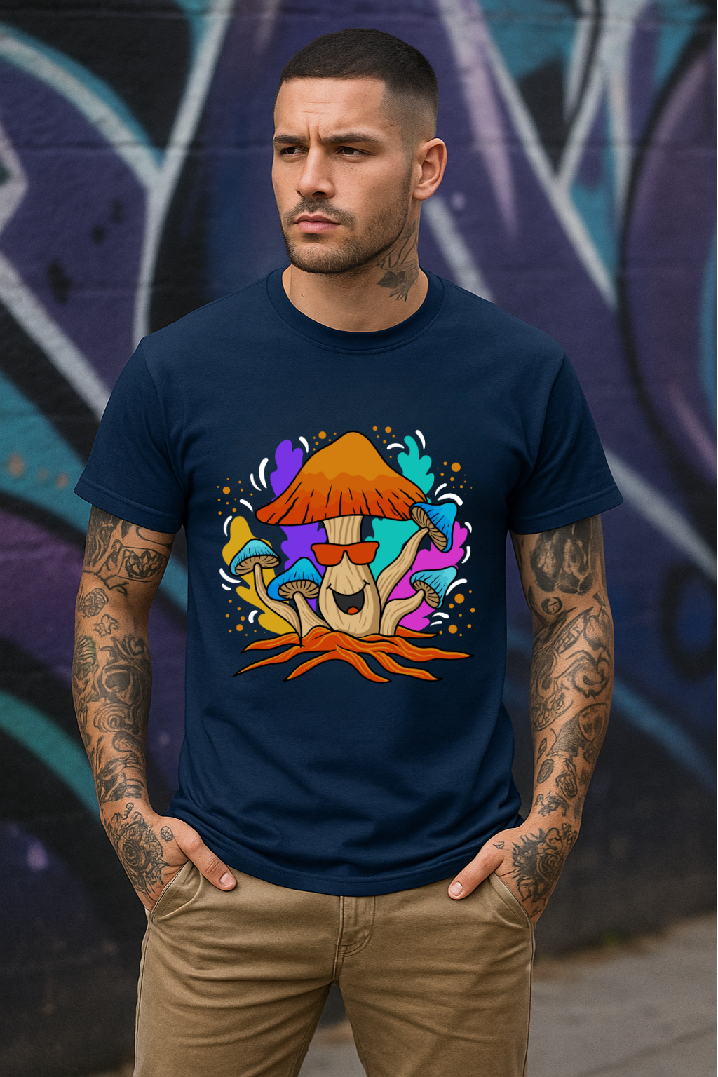 Men's Happy Mushroom Streetwear Classic Fit T-shirt