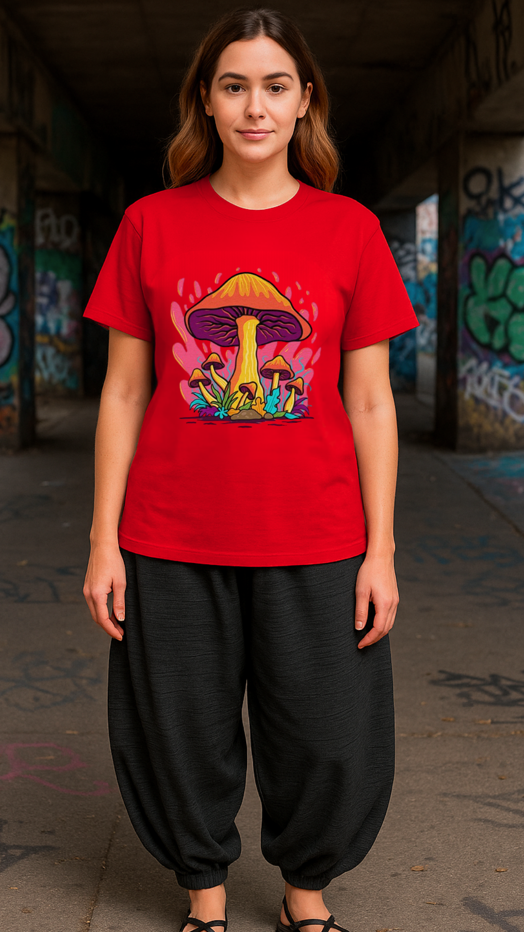 Women's Flaming Mushroom Acid & Punk Classic Fit T-shirt