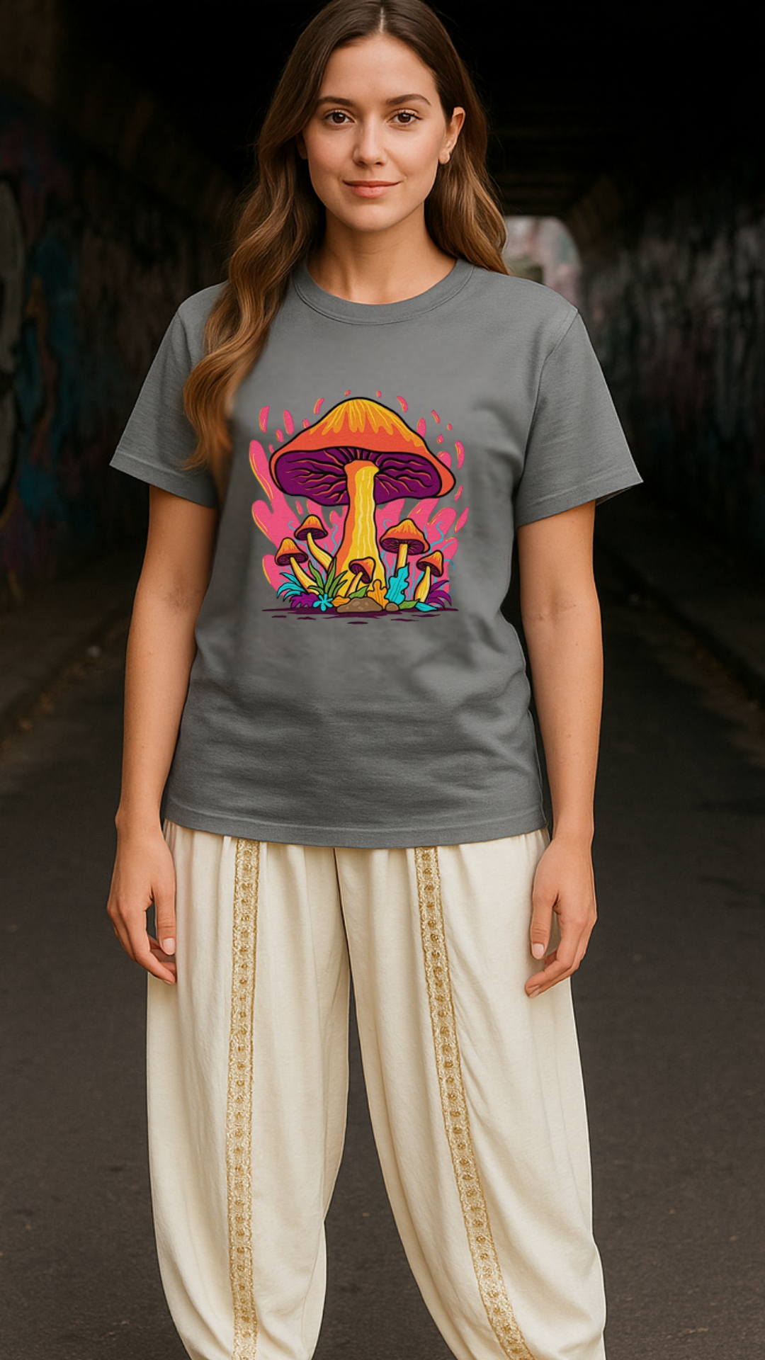 Women's Flaming Mushroom Acid & Punk Classic Fit T-shirt