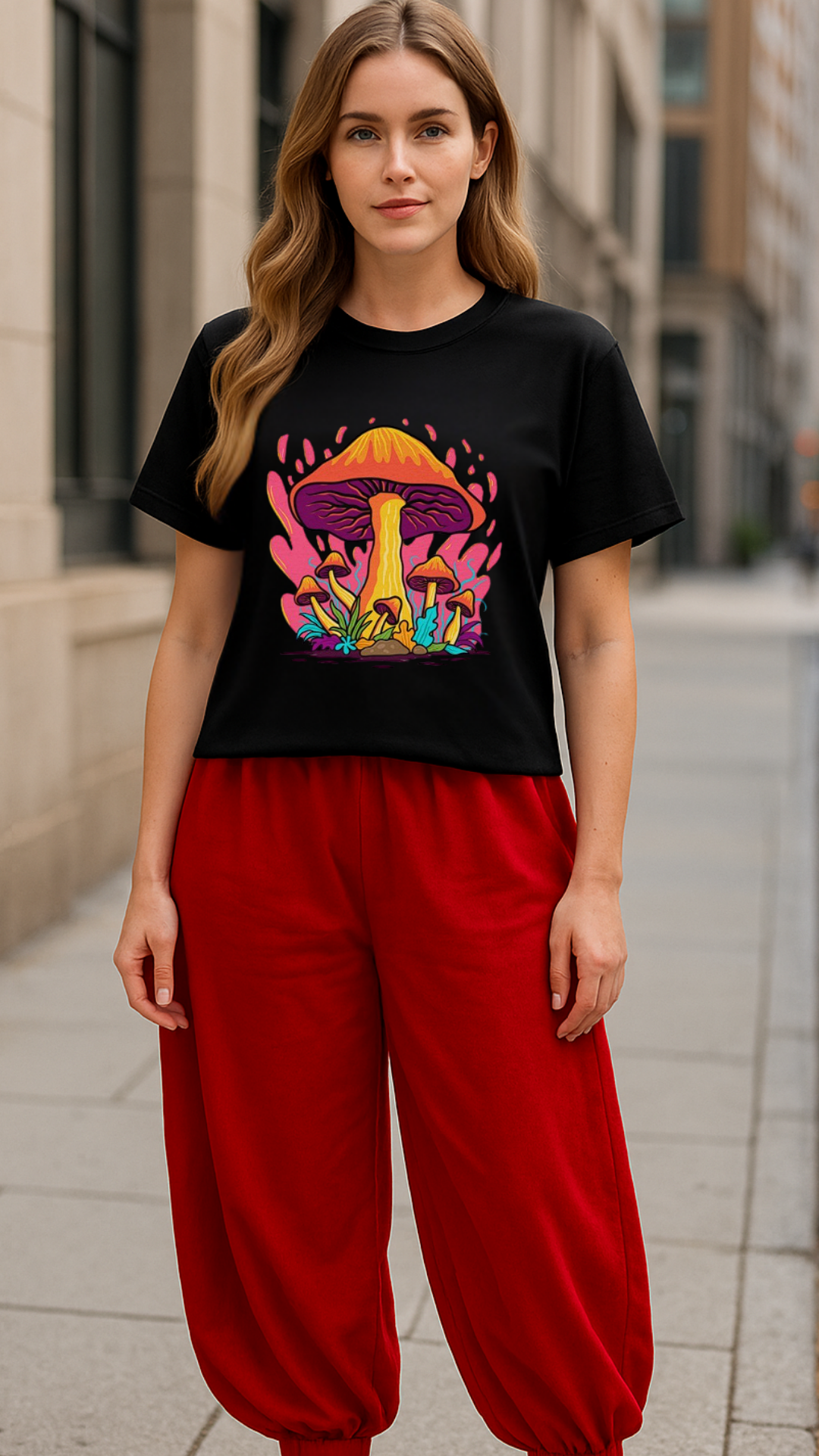 Women's Flaming Mushroom Acid & Punk Classic Fit T-shirt