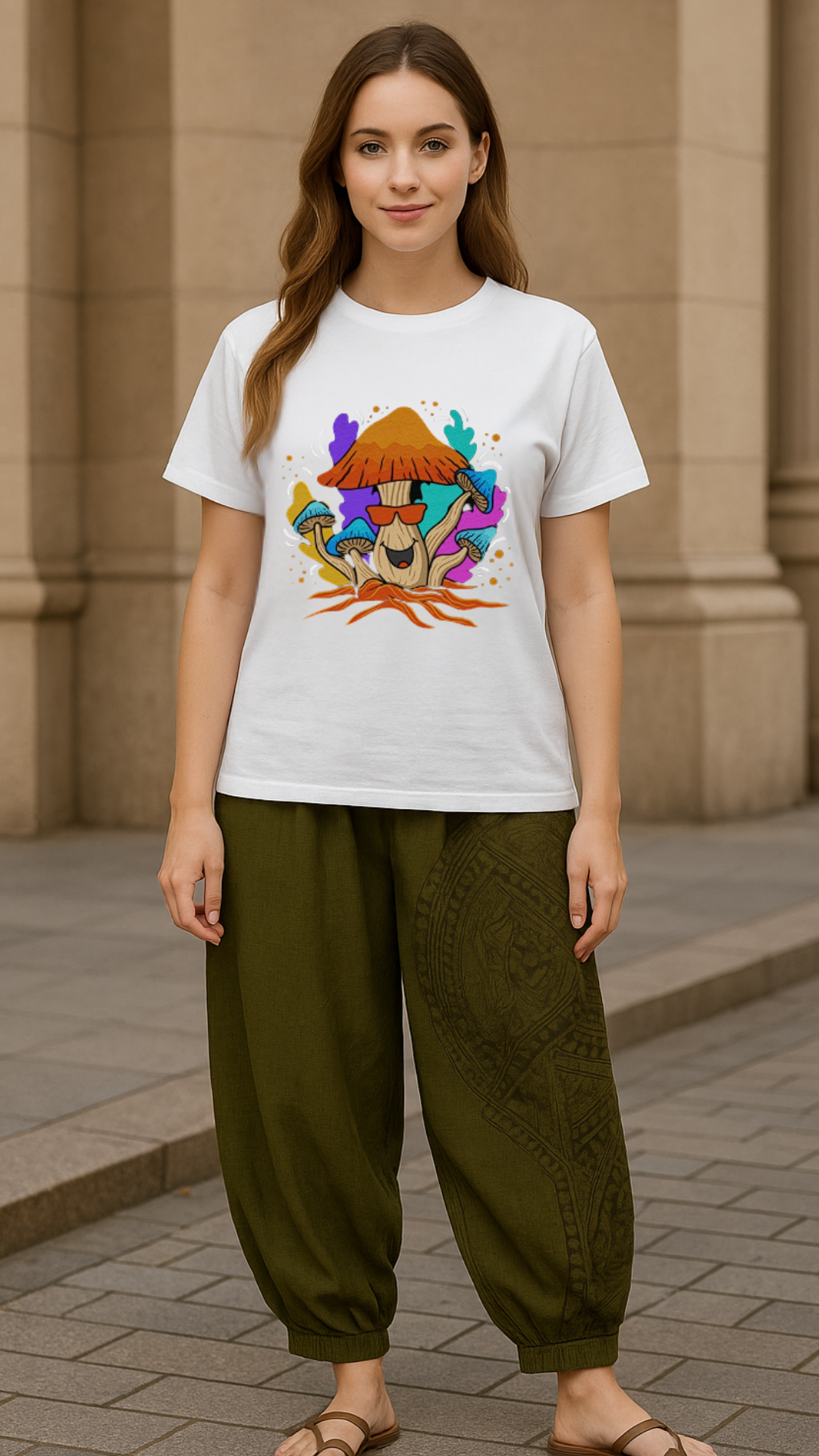 Women's Happy Mushroom Acid & Punk Classic Fit T-shirt