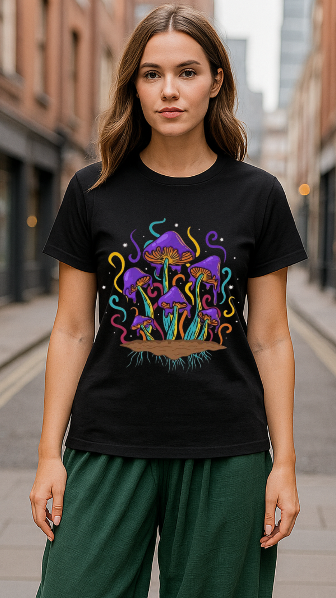 Women's Melting Mushroom Acid & Punk Classic Fit T-shirt
