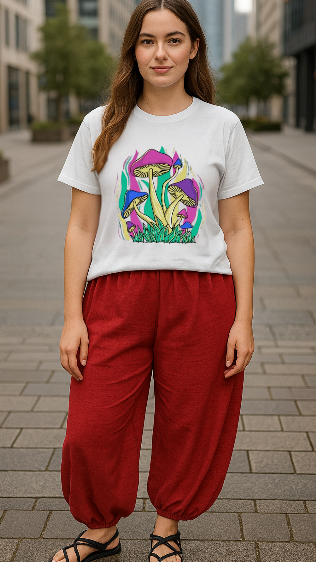 Women's Funky Mushroom Colony Acid & Punk Classic Fit T-shirt