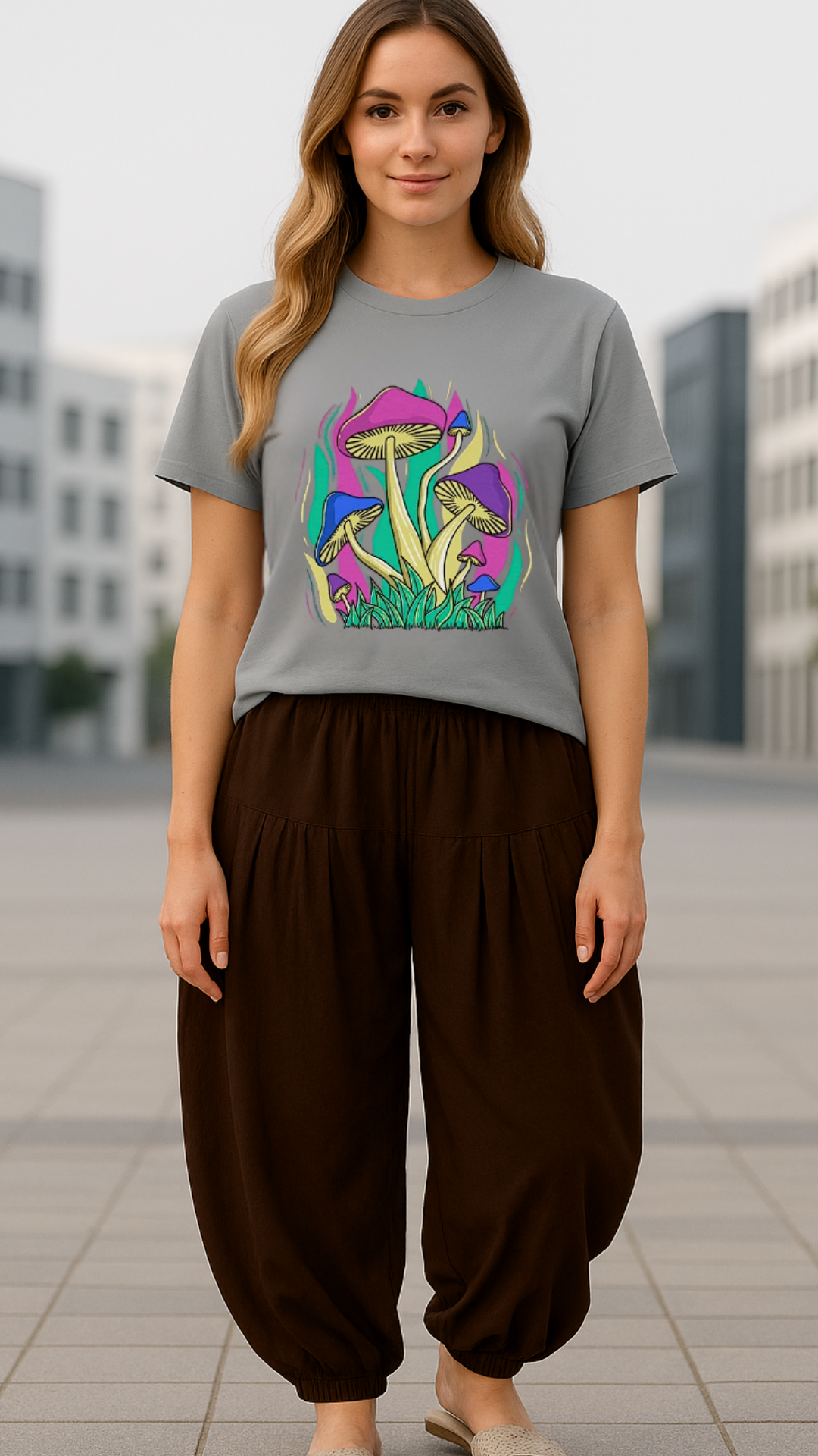 Women's Funky Mushroom Colony Acid & Punk Classic Fit T-shirt