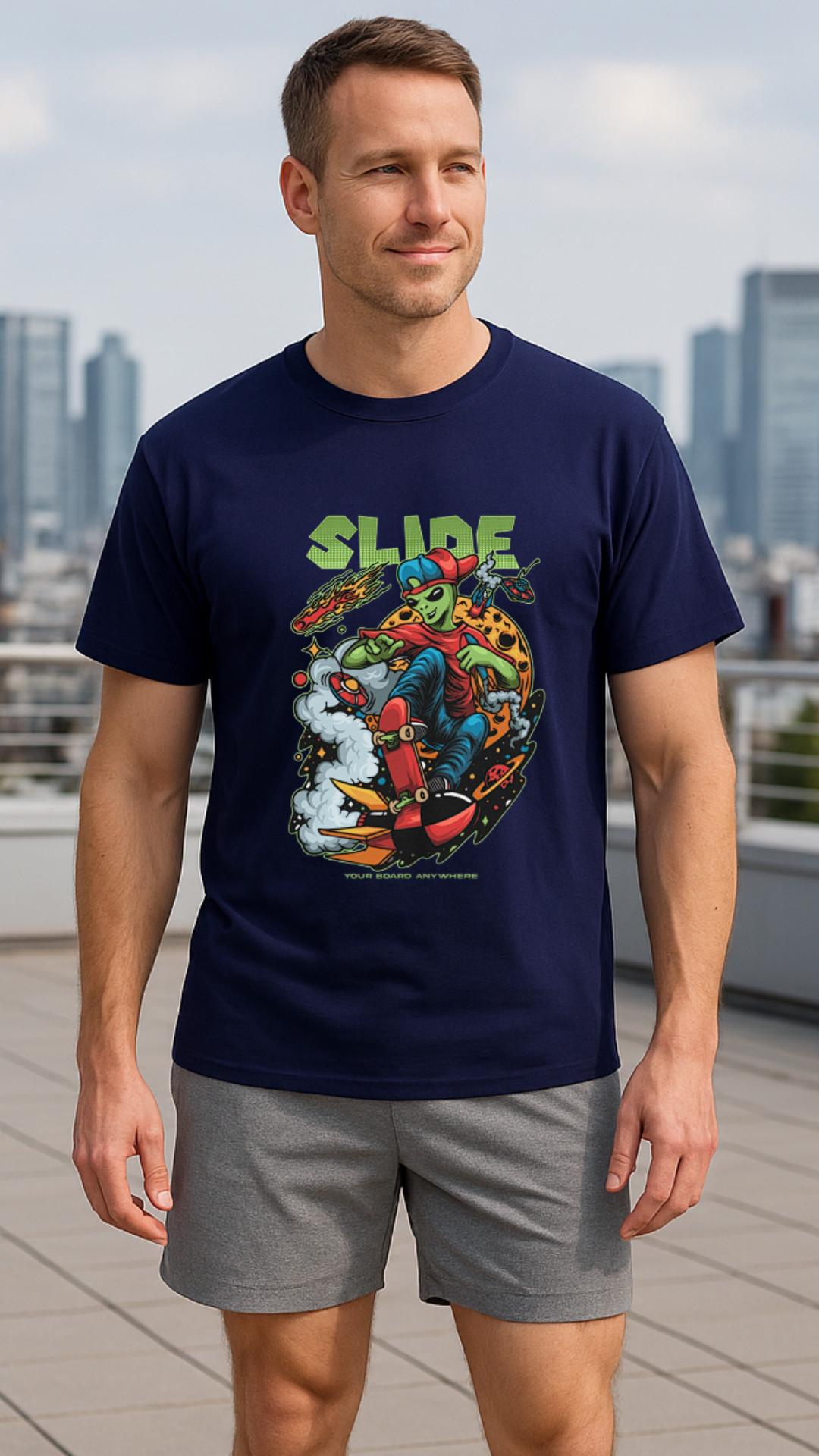 Men's Slide Streetwear Classic Fit T-shirt