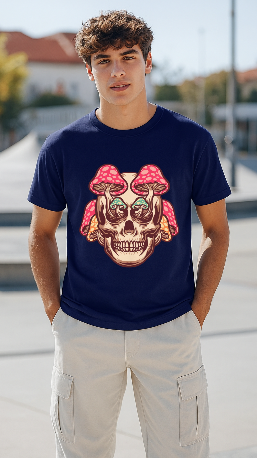 Men's Mushroom Skull Streetwear Classic Fit T-shirt