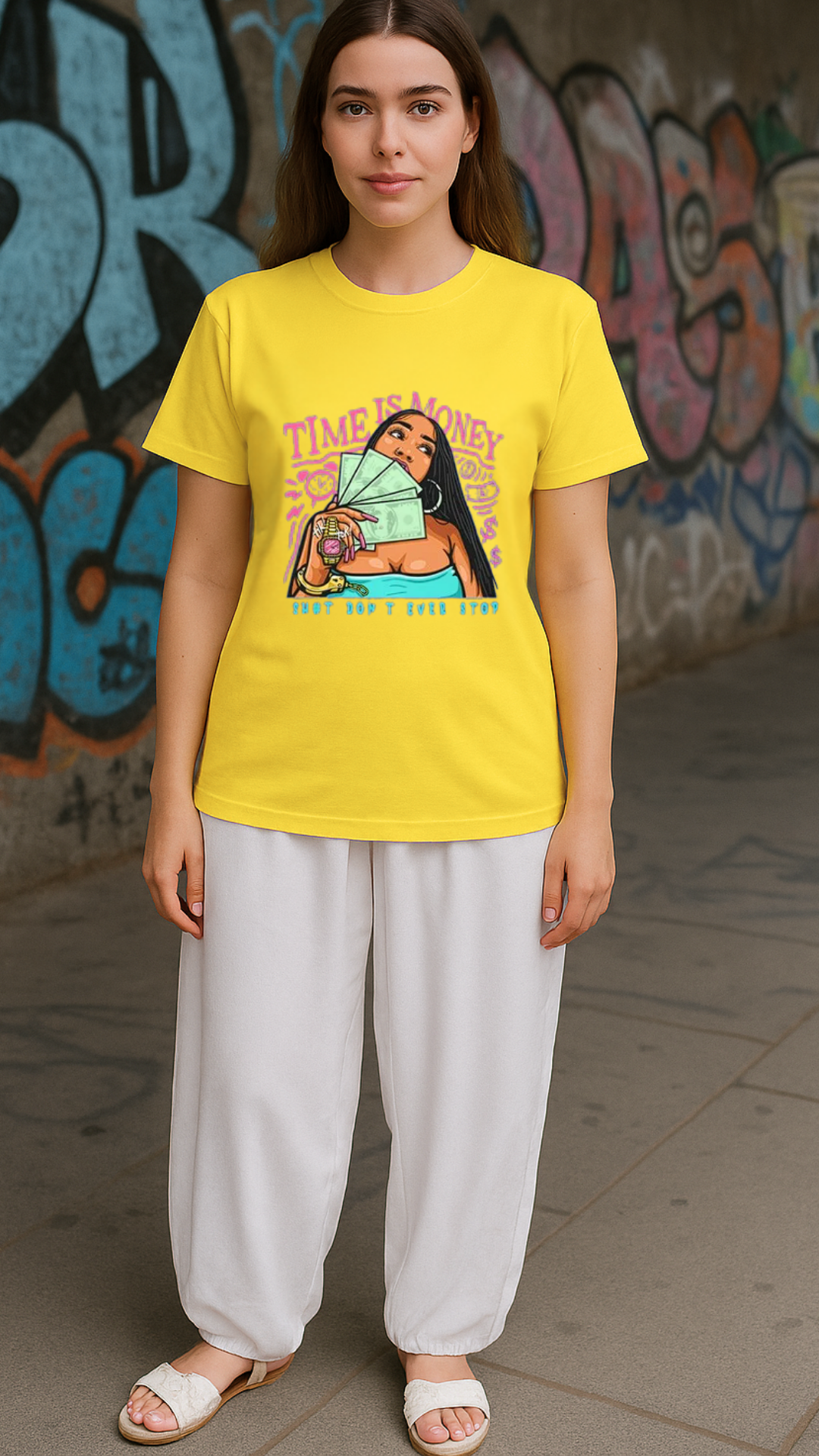 Women's Time Is Money Streetwear Classic Fit T-shirt