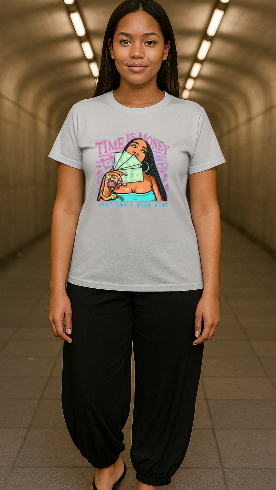 Women's Time Is Money Streetwear Classic Fit T-shirt