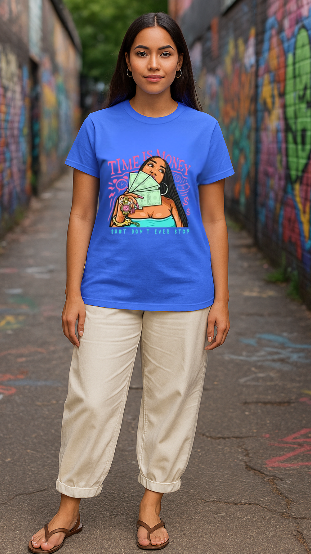 Women's Time Is Money Streetwear Classic Fit T-shirt