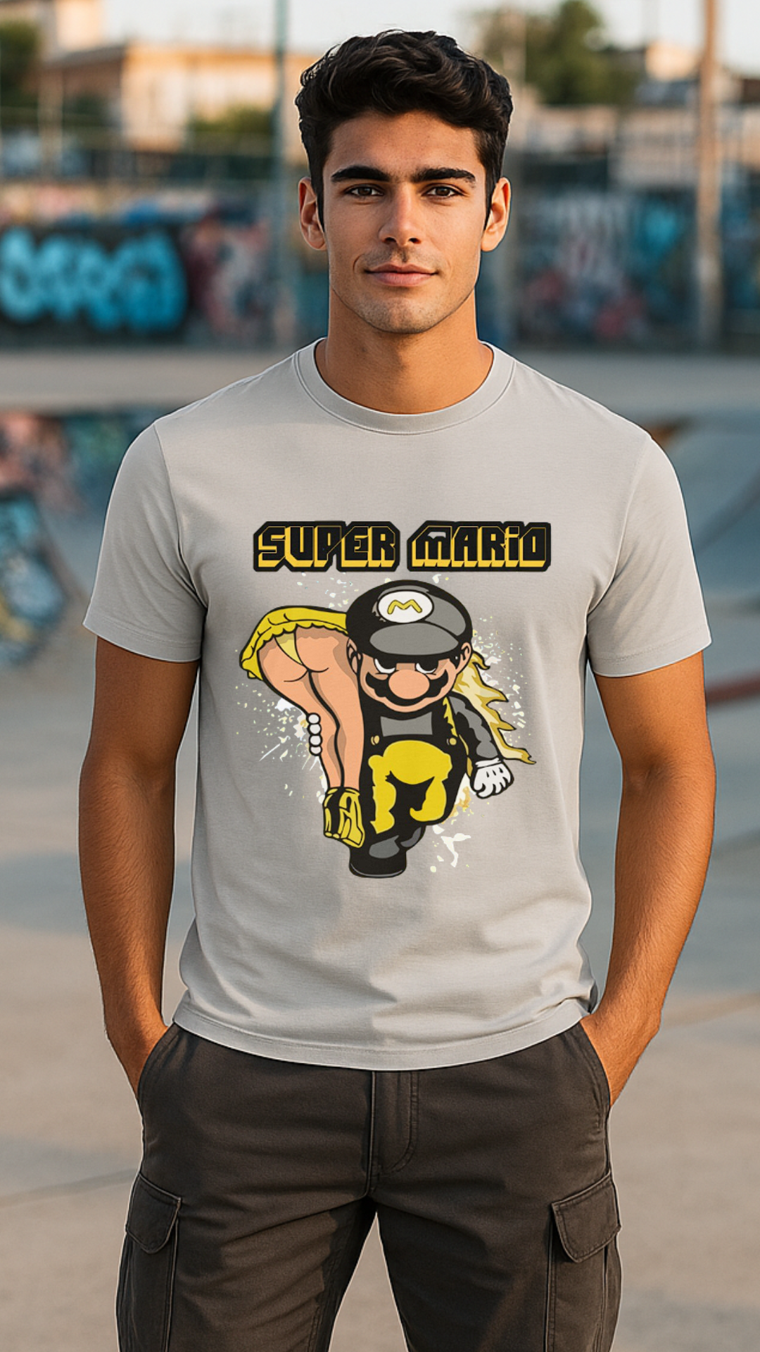 Men's Super Mario Carry Girl Streetwear Classic Fit T-shirt