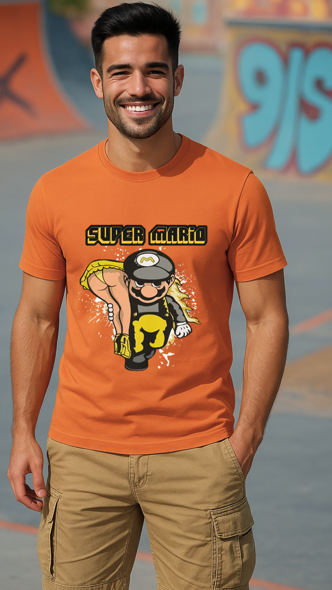 Men's Super Mario Carry Girl Streetwear Classic Fit T-shirt