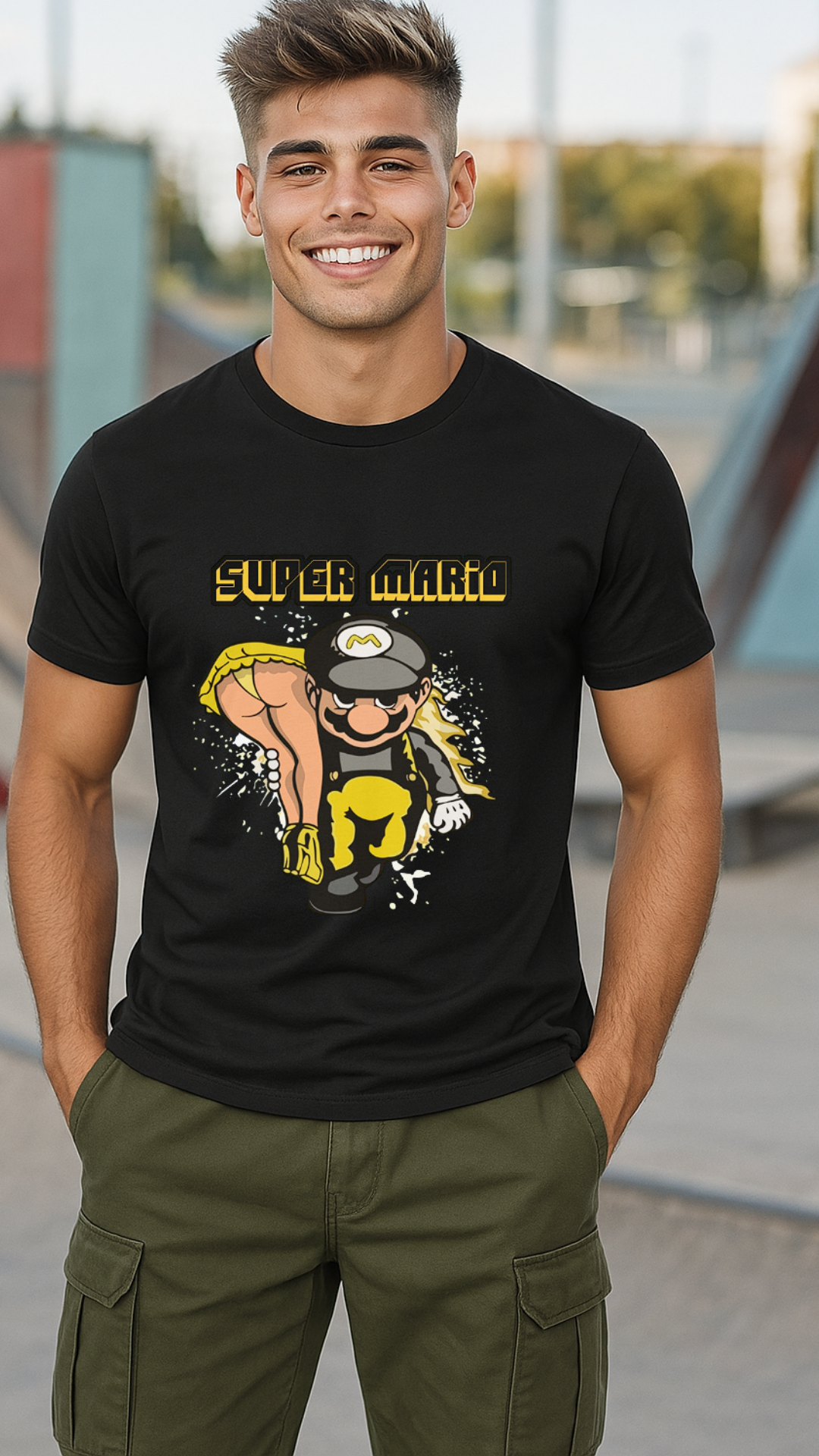 Men's Super Mario Carry Girl Streetwear Classic Fit T-shirt