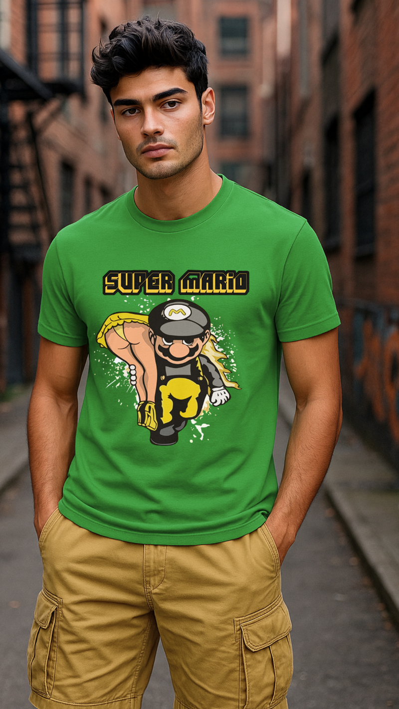 Men's Super Mario Carry Girl Streetwear Classic Fit T-shirt