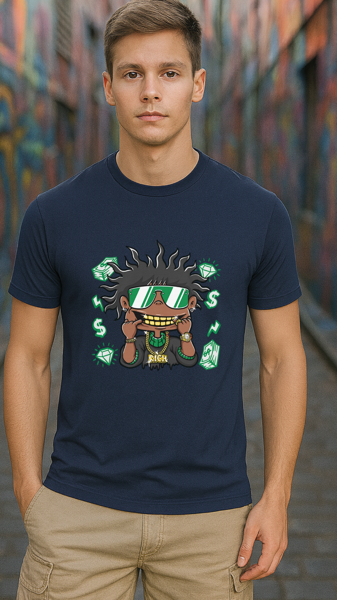 Men's Rich Black Guy Streetwear Classic Fit T-shirt