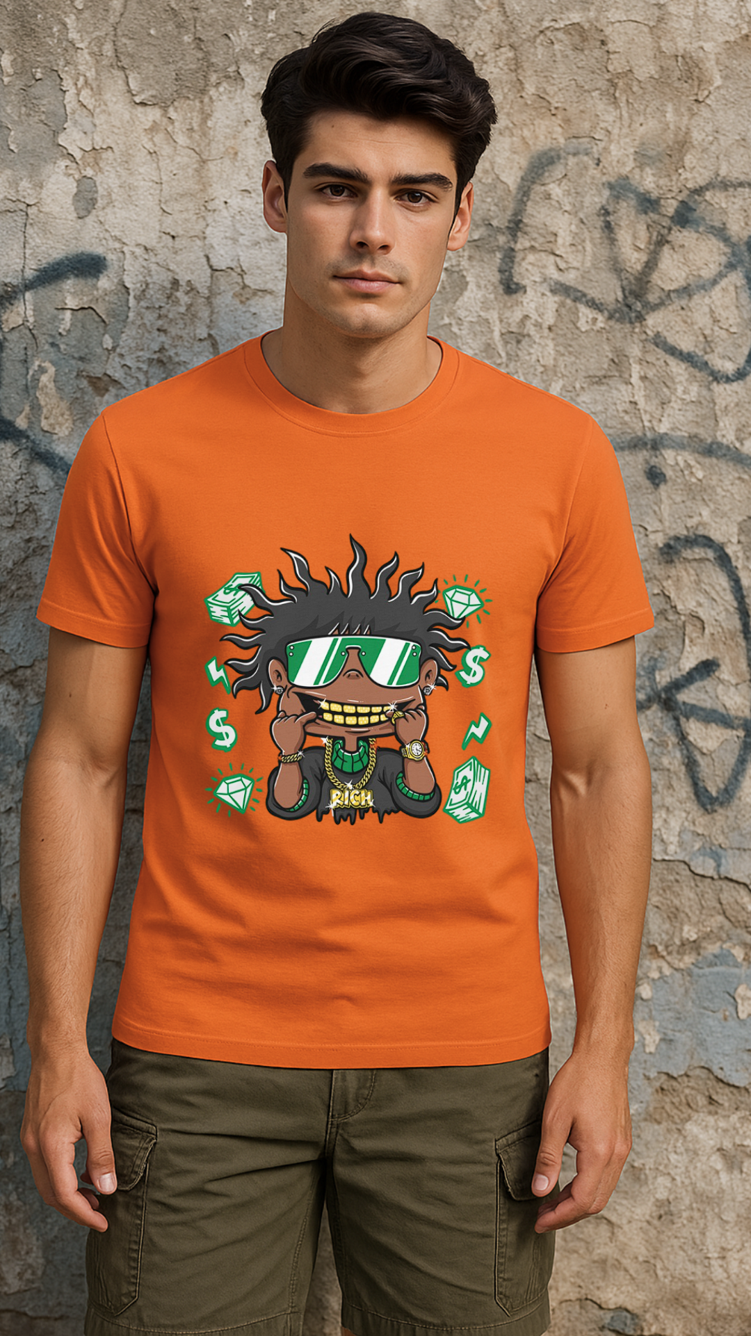Men's Rich Black Guy Streetwear Classic Fit T-shirt