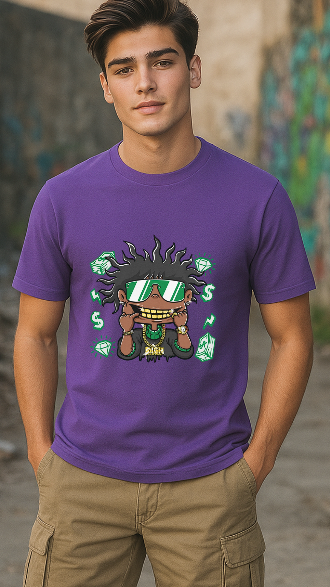 Men's Rich Black Guy Streetwear Classic Fit T-shirt