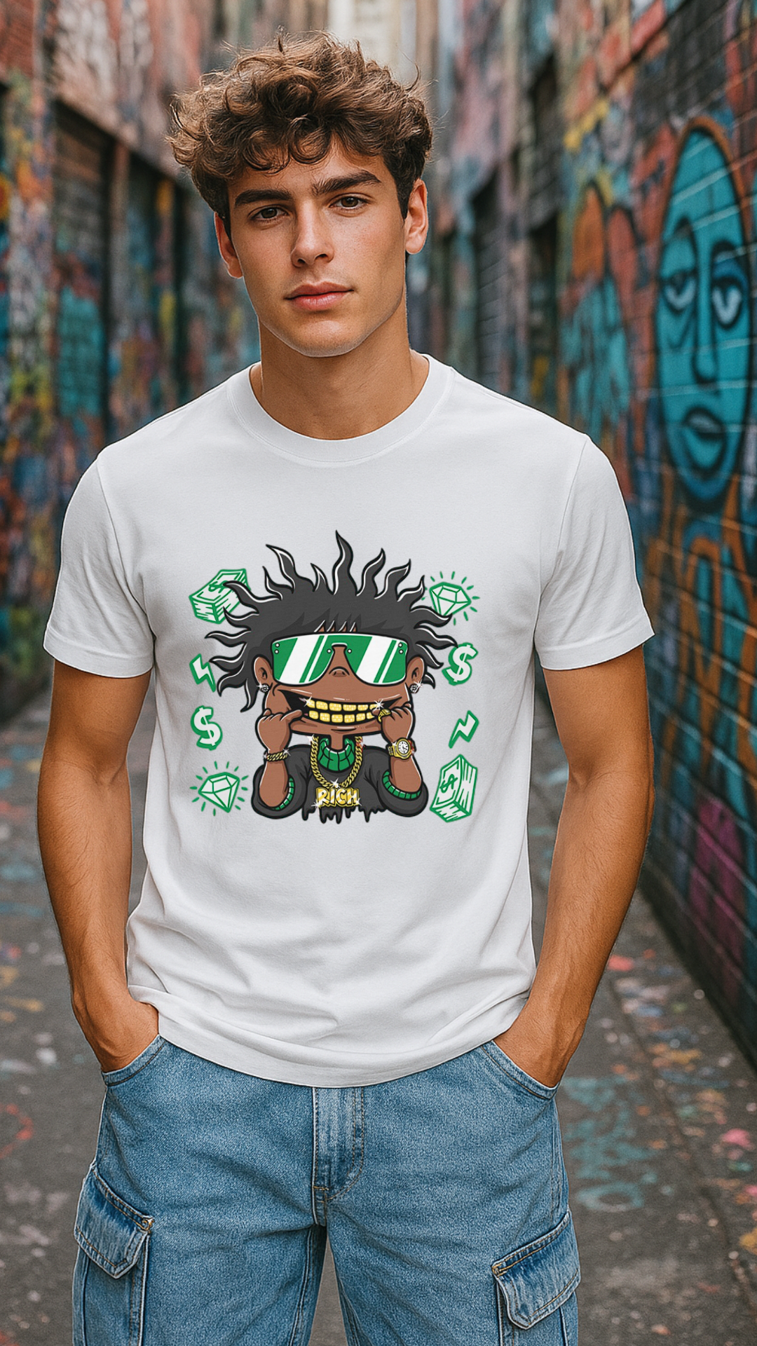 Men's Rich Black Guy Streetwear Classic Fit T-shirt
