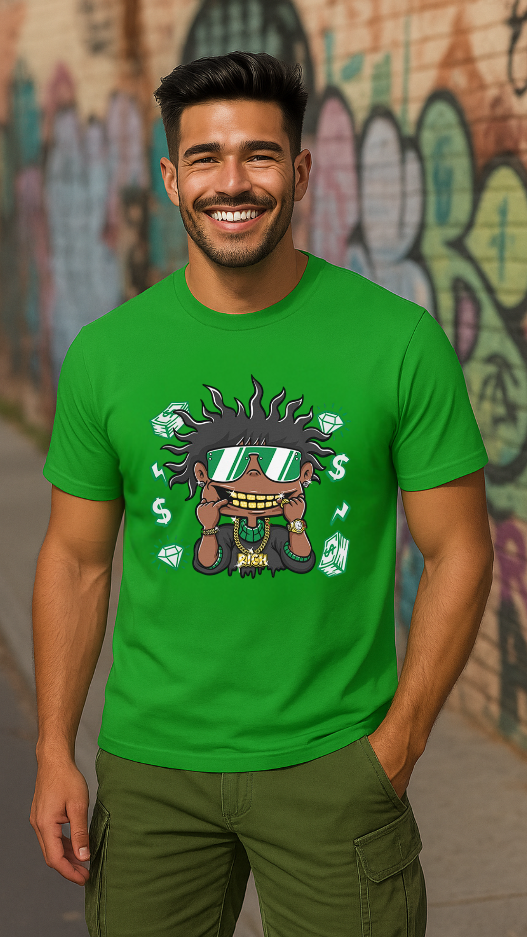 Men's Rich Black Guy Streetwear Classic Fit T-shirt