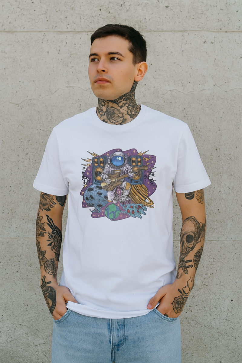 Men's Astronaut Guitar Streetwear Classic Fit T-shirt