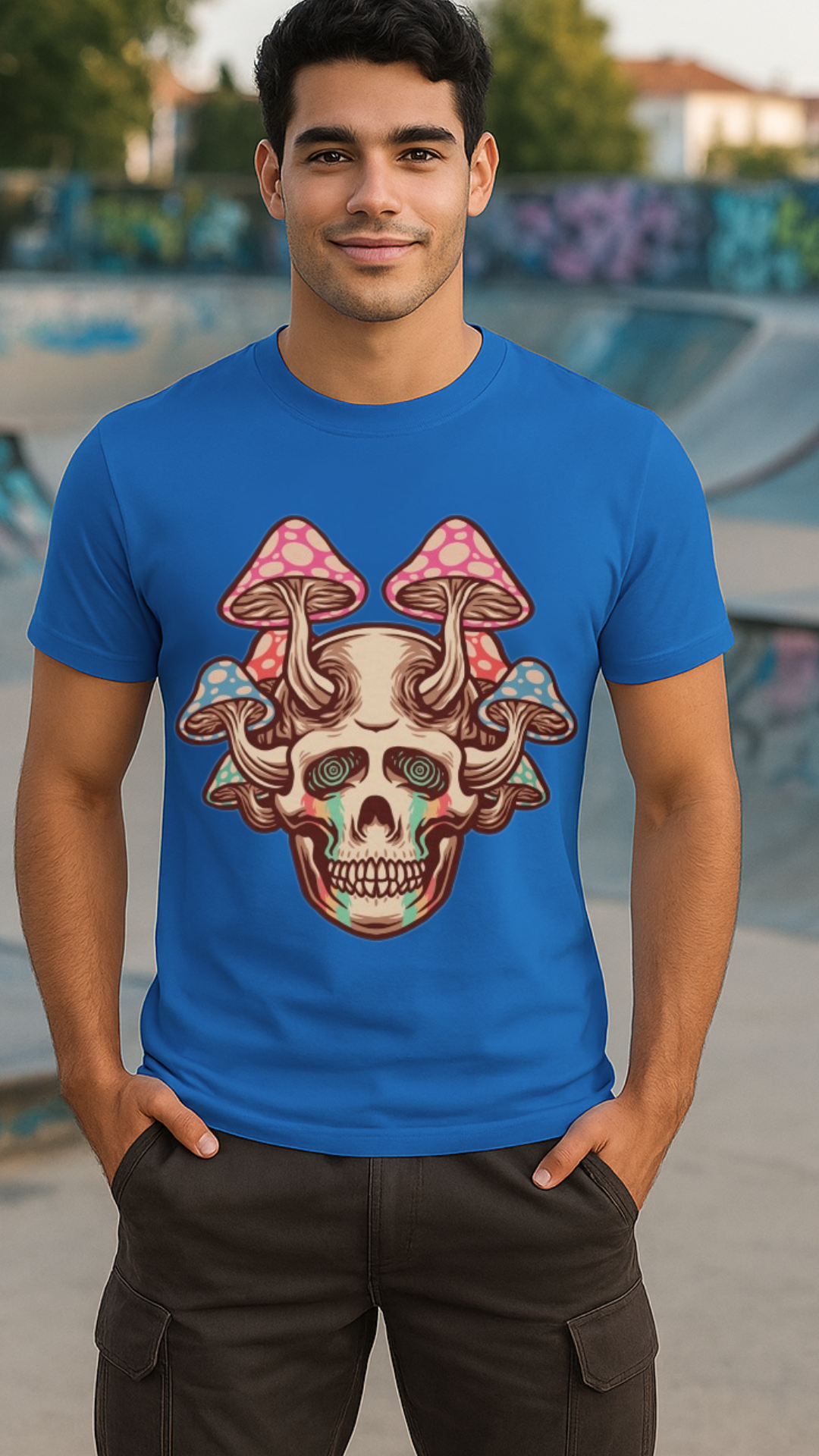 Men's Mushroom Skull Streetwear Classic Fit T-shirt