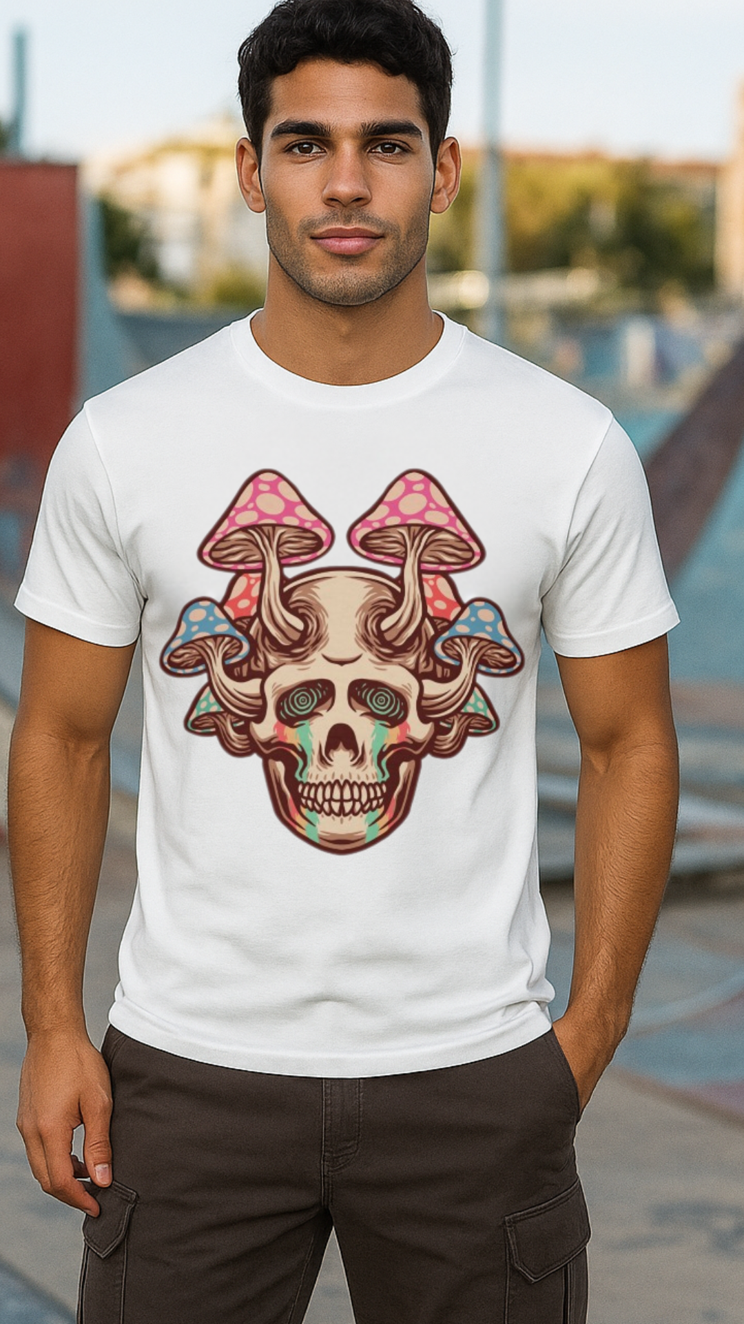 Men's Mushroom Skull Streetwear Classic Fit T-shirt