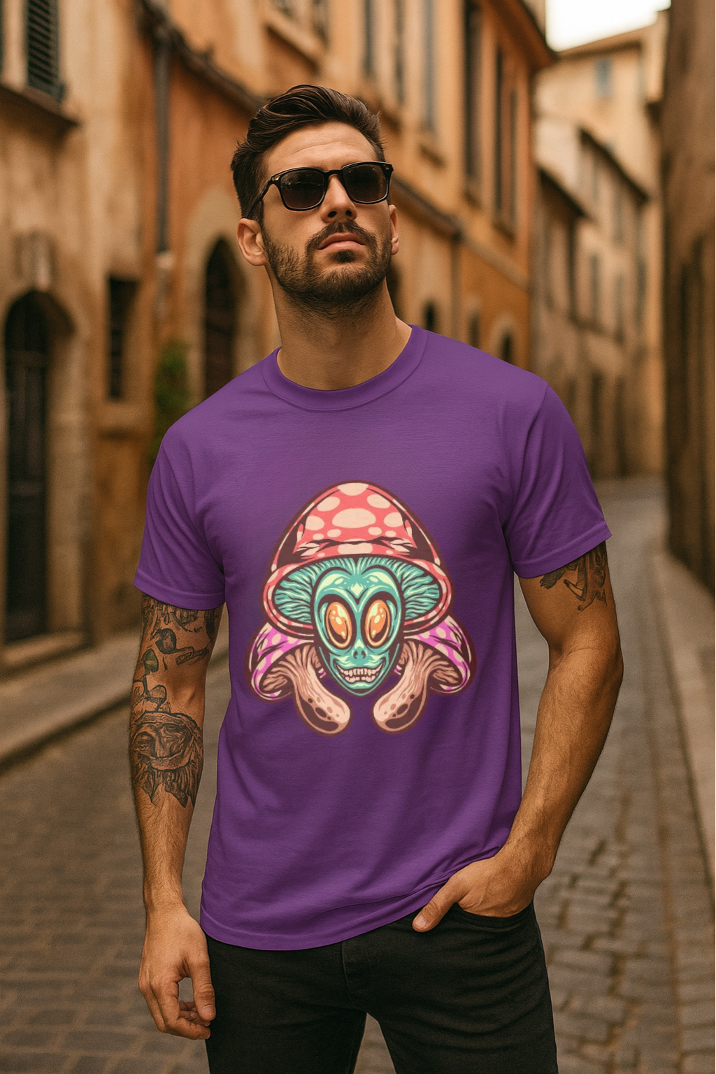 Men's Mushroom Alien Streetwear Classic Fit T-shirt