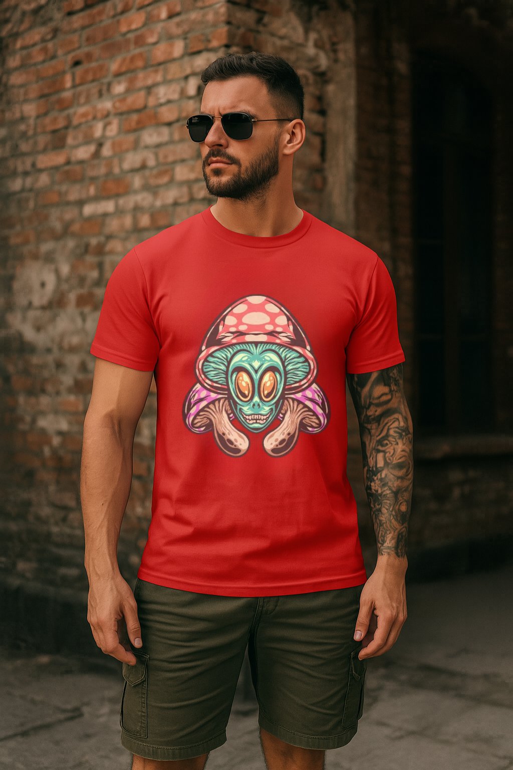 Men's Mushroom Alien Streetwear Classic Fit T-shirt