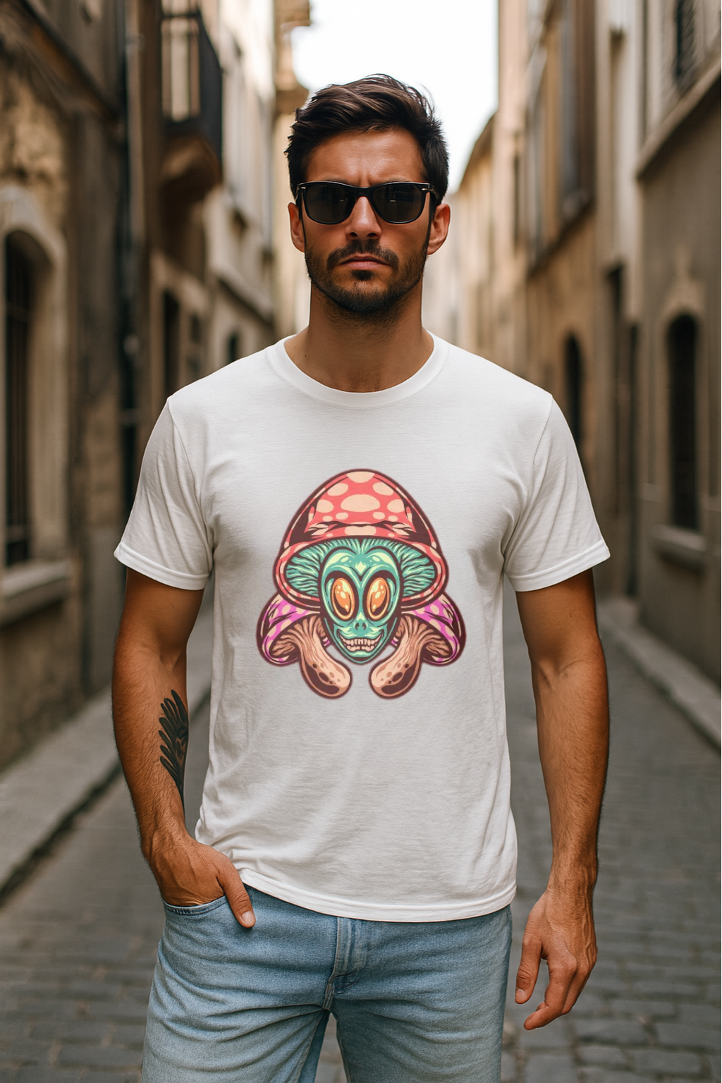 Men's Mushroom Alien Streetwear Classic Fit T-shirt
