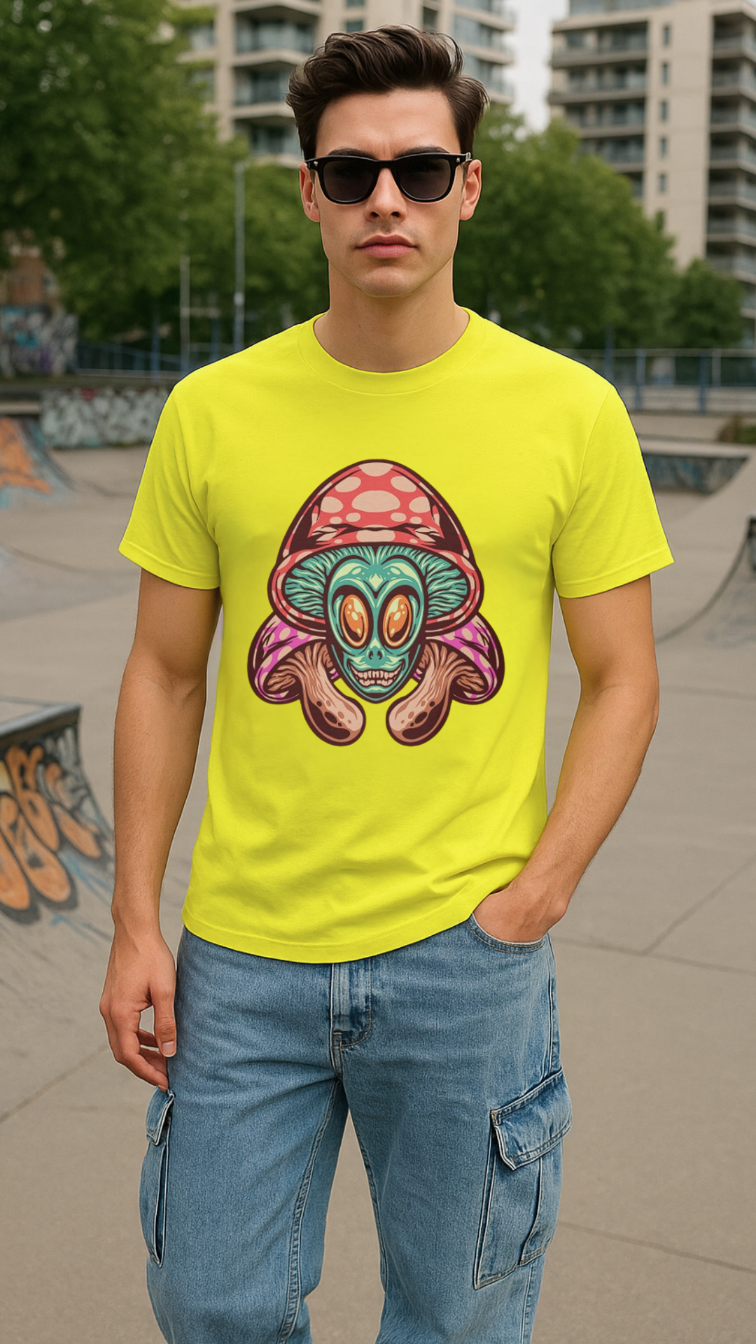 Men's Mushroom Alien Streetwear Classic Fit T-shirt