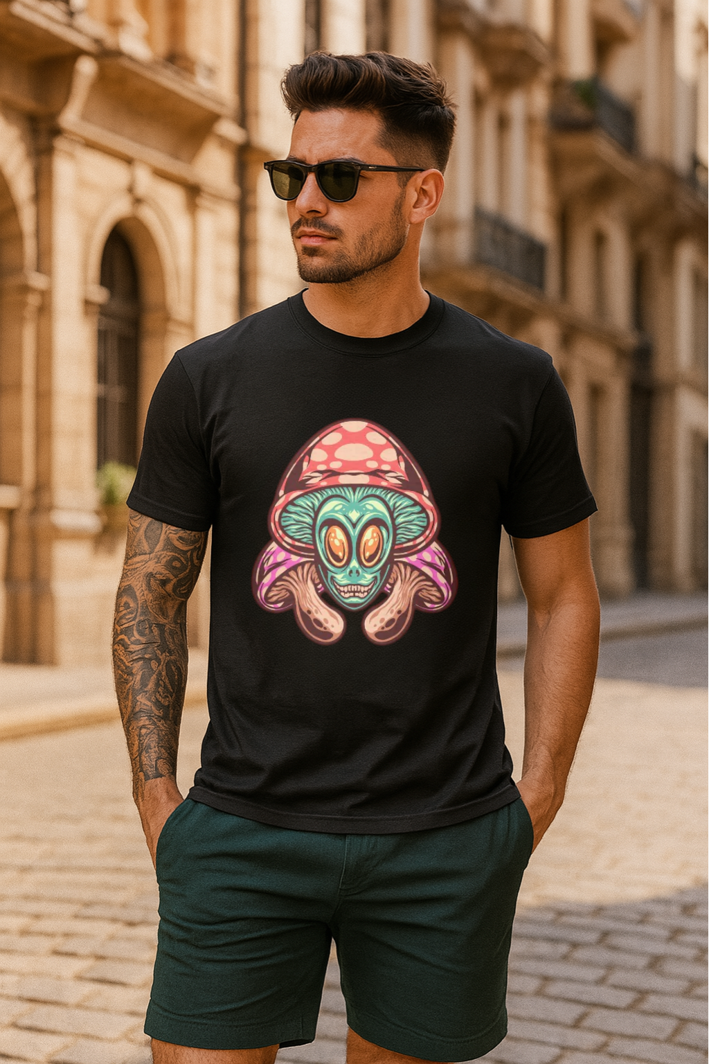 Men's Mushroom Alien Streetwear Classic Fit T-shirt