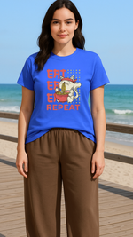Women's Eat Repeat Abstract Classic Fit T-shirt
