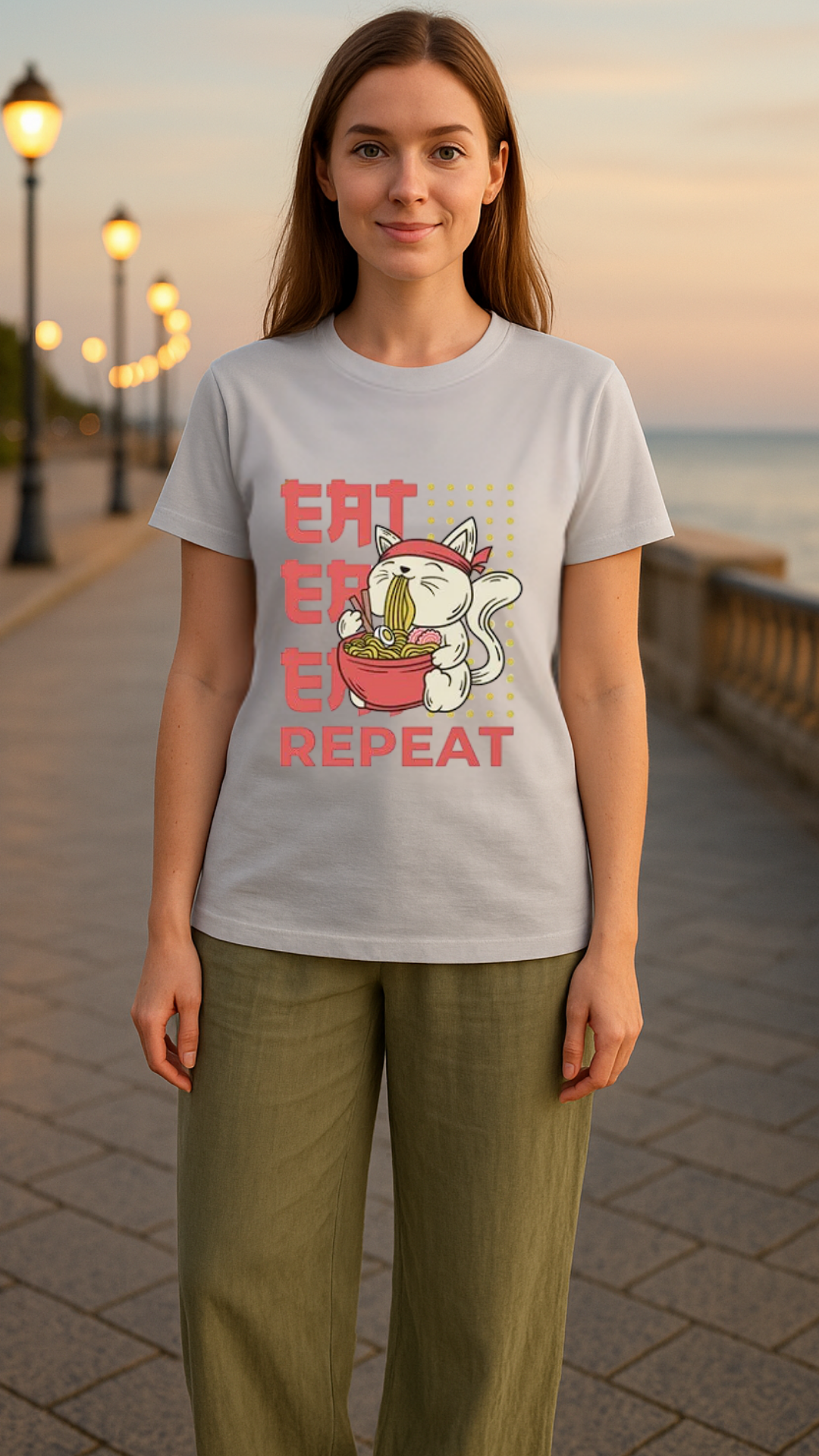 Women's Eat Repeat Abstract Classic Fit T-shirt