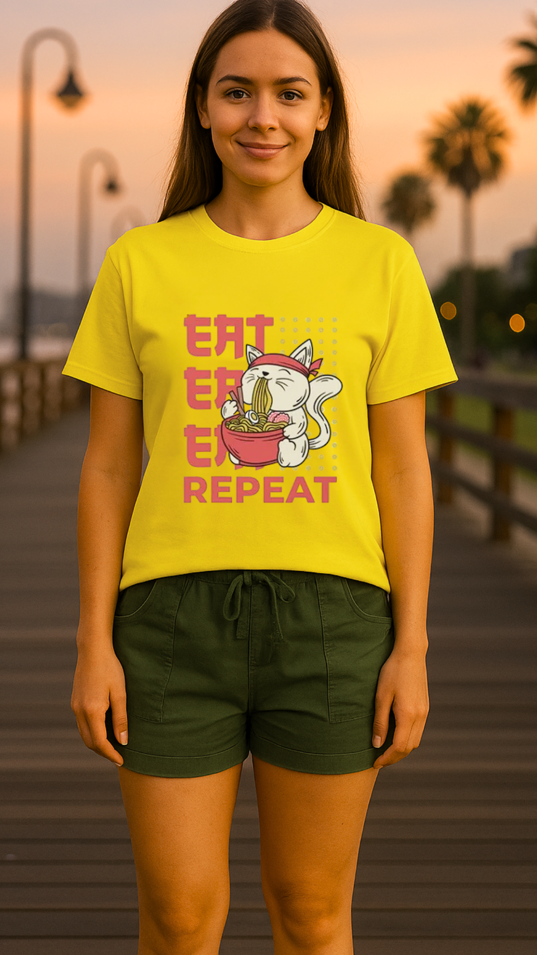 Women's Eat Repeat Abstract Classic Fit T-shirt