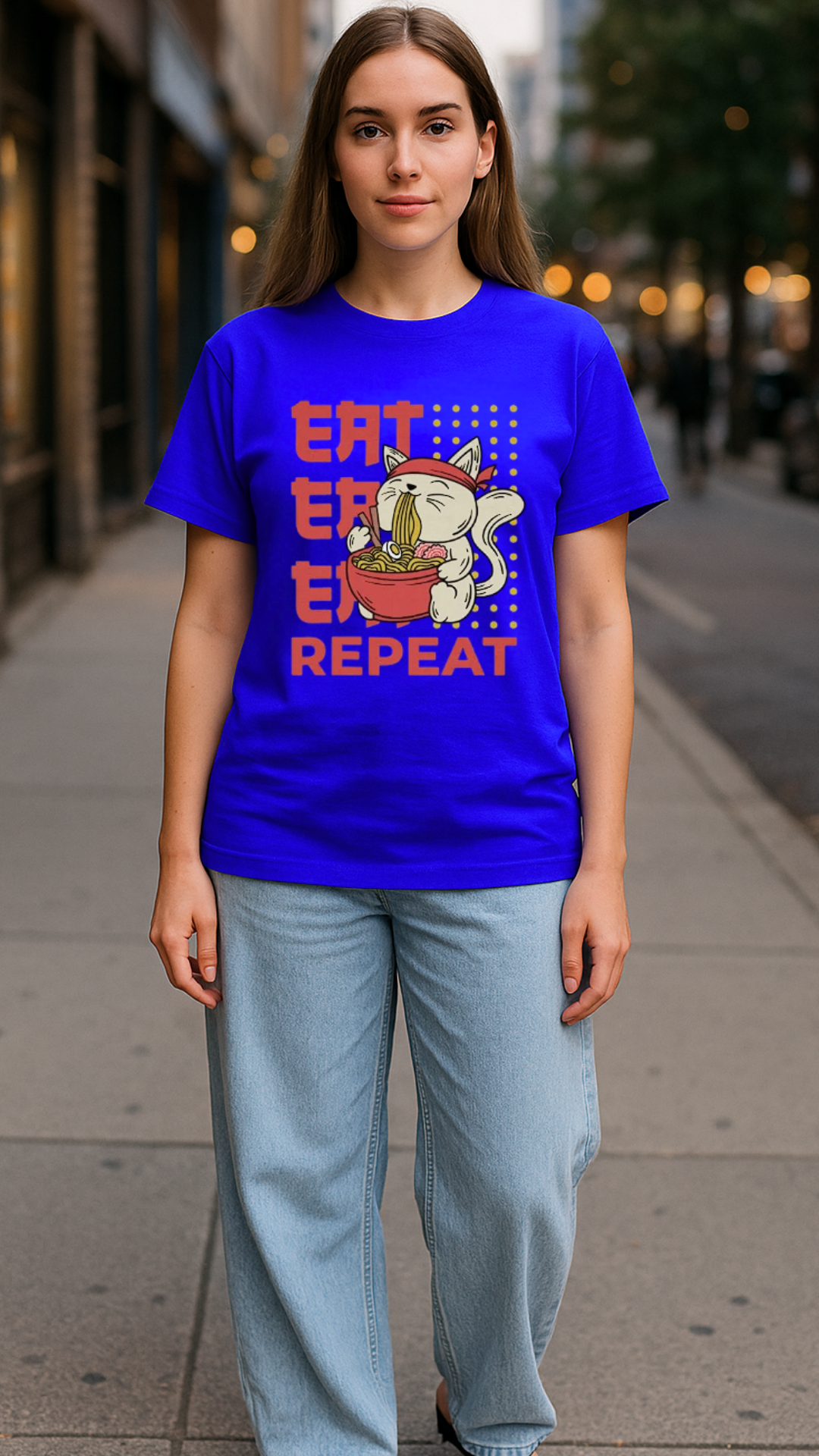 Women's Eat Repeat Abstract Classic Fit T-shirt